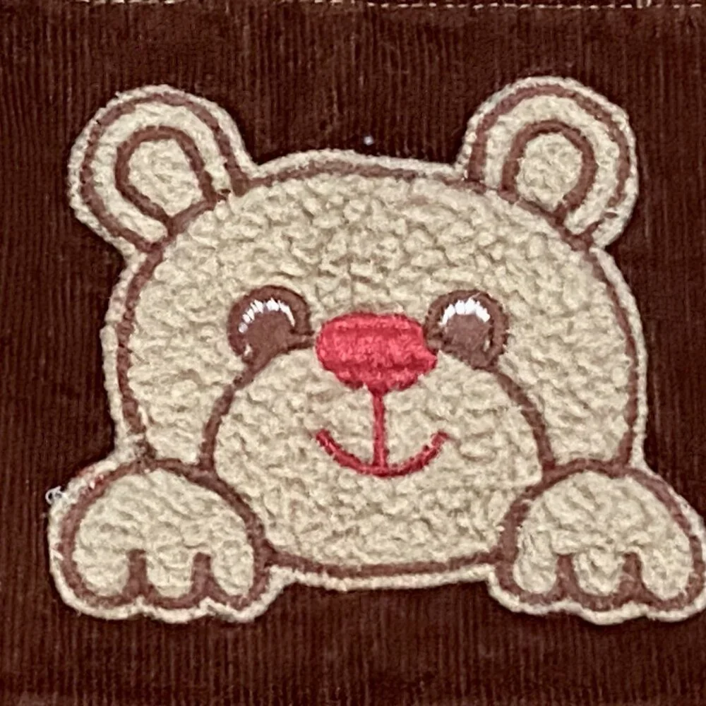 Vintage Carter's Brown Bear Applique Genuine Overalls Corduroy USA Made 18m